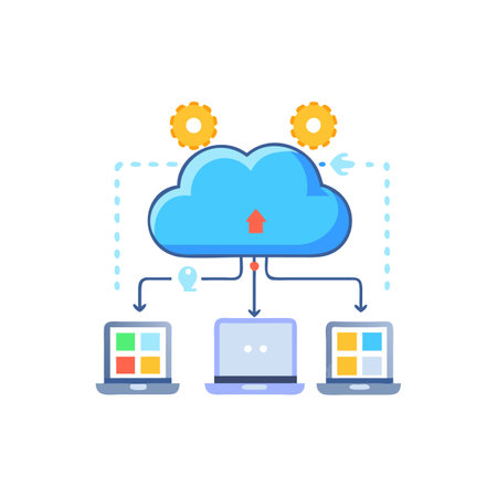 Cloud computing concept. Vector illustration in flat design style. Isolated on white background.のイラスト素材