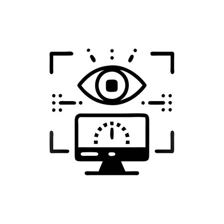 Eye scan line icon, concept illustration, outline symbol, vector sign, linear symbol.のイラスト素材