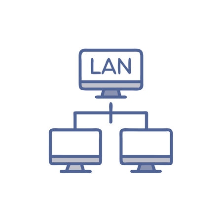 Lan computer network line icon, vector illustration. Llan computer network linear iconのイラスト素材