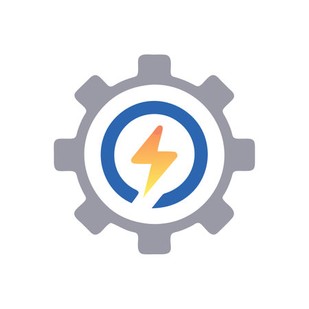 Gear and lightning icon on background for graphic and web design. Creative illustration concept symbol for web or mobile appのイラスト素材
