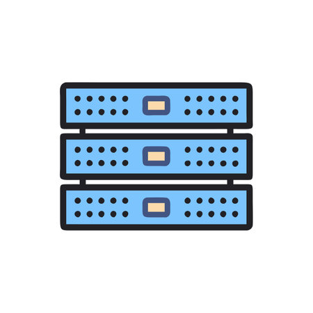 Server icon in flat style. Data center vector illustration on white isolated background. Network business concept.のイラスト素材