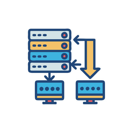 Data center flat color icon. Vector illustration on a white background.のイラスト素材