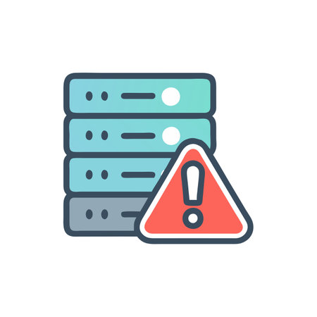Database warning icon. Vector illustration, flat design. Eps 10.のイラスト素材