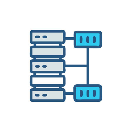Database server line style icon design, Data archive storage organize business office and information theme Vector illustrationのイラスト素材
