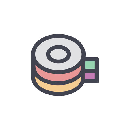 Tape roll icon in flat color style for web and mobile designのイラスト素材
