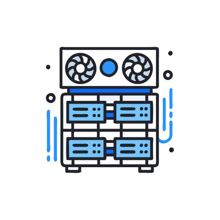 Data center icon in line style. Server, hosting, data center vector illustration.のイラスト素材