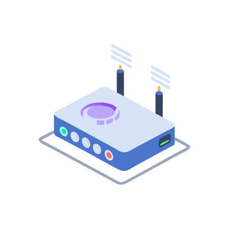 Wifi router icon in isometric 3d style on a white backgroundのイラスト素材