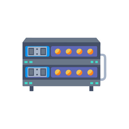 Data center icon in flat color style. Hosting and hosting technologyのイラスト素材