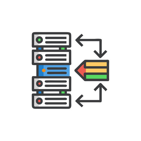 Data center, data center, server line icon. Vector illustration, flat designのイラスト素材