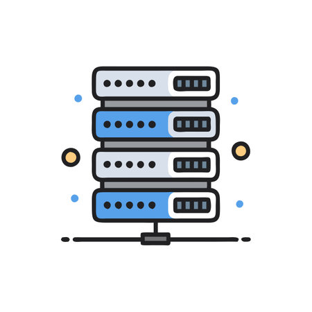 Data center, server, hosting flat color icon. Vector illustration.のイラスト素材