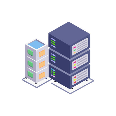 Server isometric icon. Data center, datacenter, server room, data center, web hosting conceptのイラスト素材