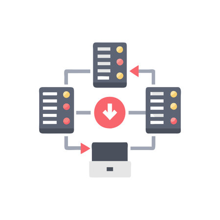 Data center icon in flat color style. Network connection vector illustration on white isolated background. Data center business concept.のイラスト素材