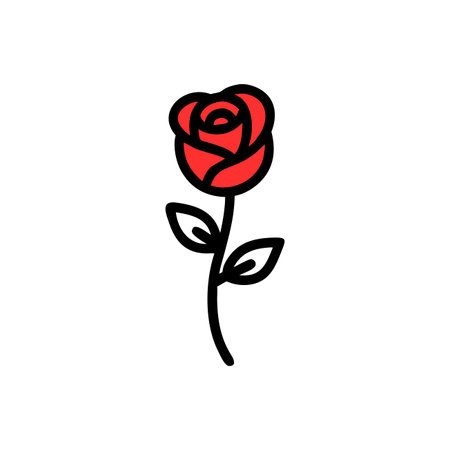 Red rose icon. Isolated on white background. Vector illustration.のイラスト素材