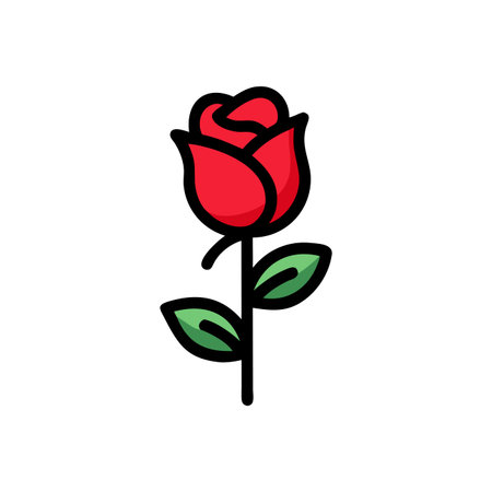 Rose icon, vector illustration. Flat design style, editable stroke.のイラスト素材