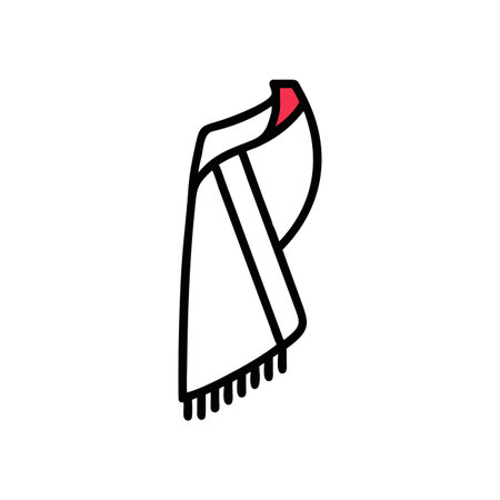 woolen scarf icon over white background, line style, vector illustrationのイラスト素材