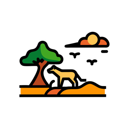 Wild animal vector illustration, filled flat sign, outline pictogram isolated on white.のイラスト素材