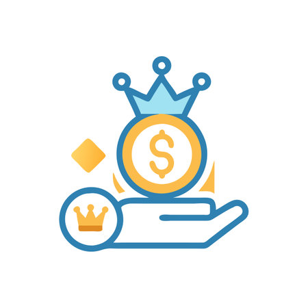 Crown and dollar coin icon, flat design. Vector illustration.のイラスト素材