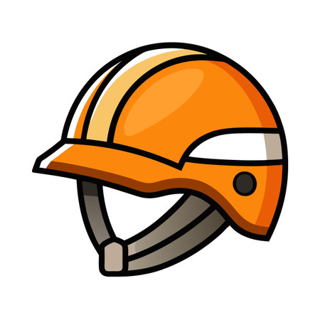 Orange helmet isolated on white background. Vector illustration in flat style.のイラスト素材