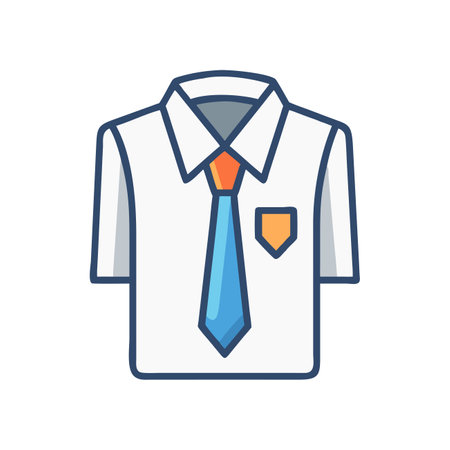 shirt with necktie vector line icon, isolated on white background.のイラスト素材
