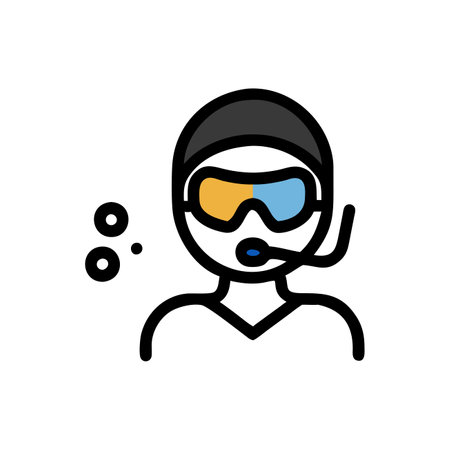 Scuba diving icon vector. A thin line sign. Isolated contour symbol illustrationのイラスト素材