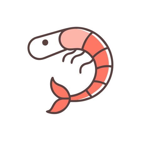 Shrimp color line icon on white background for web design and mobile appのイラスト素材