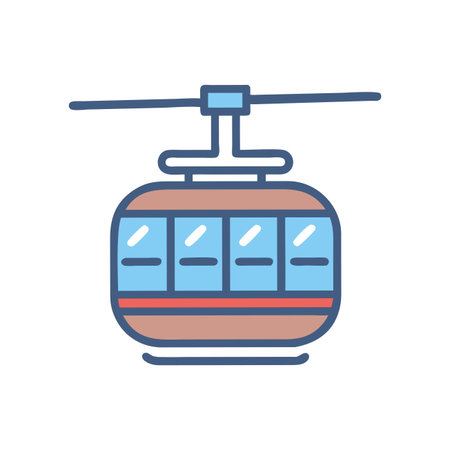 Cable car line icon, vector illustration. Flat design style.