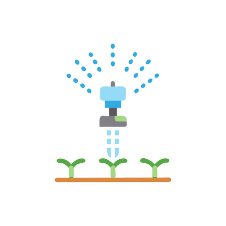 Sprinkler system icon in flat color style. Watering plantのイラスト素材