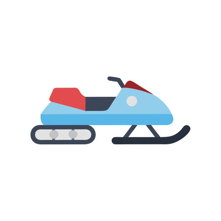 Snowmobile icon in flat color style. Winter sport, recreation activityのイラスト素材
