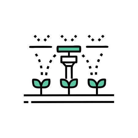 Sprinkler watering plants. Gardening concept. Vector illustration.のイラスト素材