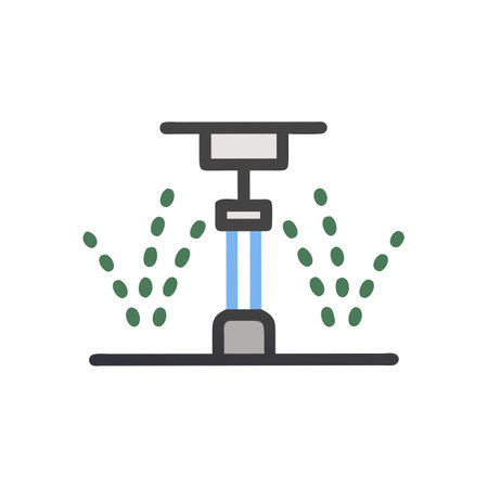 Irrigation system, water sprinkler, irrigation equipment vector icon.のイラスト素材