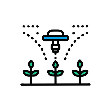 Sprinkler, sprout, plant flat color icon. Vector illustrationのイラスト素材