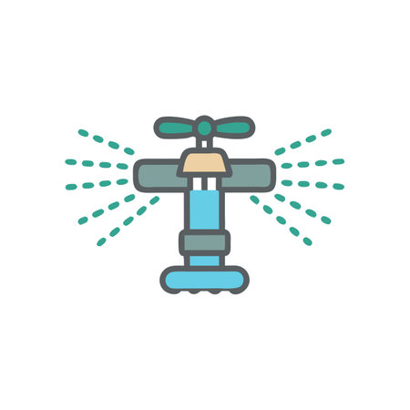 Water sprinkler icon in flat color style. Water supply system vector illustration on white isolated background.のイラスト素材