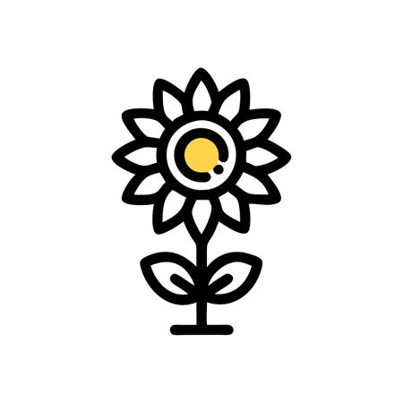 Sunflower icon vector. A thin line sign. Isolated contour symbol illustrationのイラスト素材