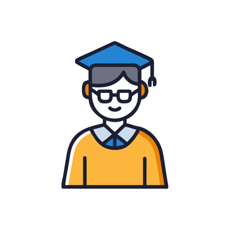 Graduate line icon. Student, education, graduation, university flat vector illustrationのイラスト素材