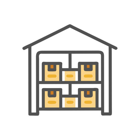 Warehouse or storehouse filled outline icon, editable stroke.のイラスト素材