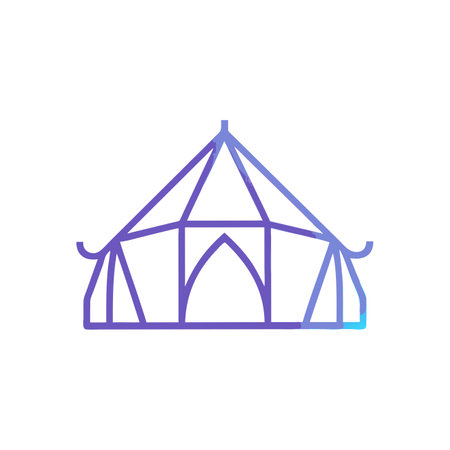 Circus tent icon. Vector illustration, flat design. Isolated on white background.のイラスト素材