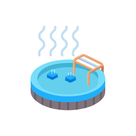 Hot water in the pool isometric 3d icon on a white backgroundのイラスト素材