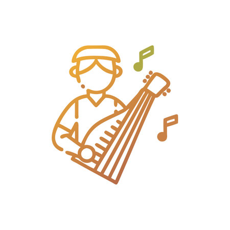 musician playing the lute line icon. Isolated vector illustrationのイラスト素材