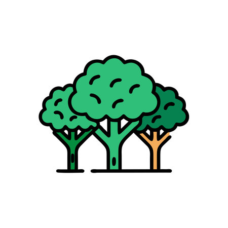 Trees icon, vector illustration. Flat design style with outline.のイラスト素材