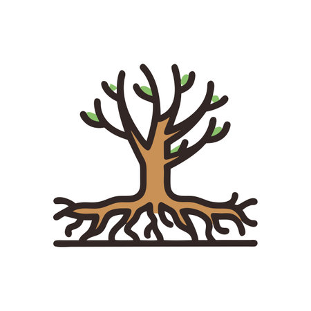 Tree with roots vector icon isolated on white background for your web and mobile app design, Tree with roots logo conceptのイラスト素材