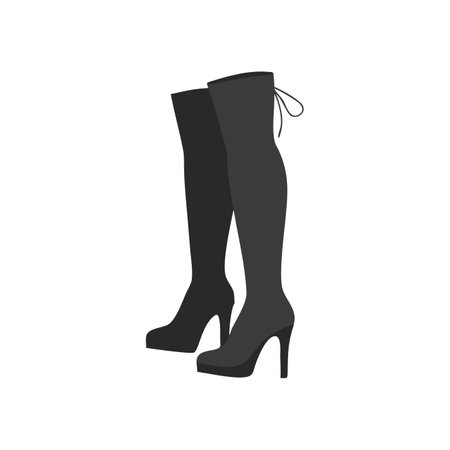 Women's black high heel boots isolated on white background. Vector illustration.のイラスト素材