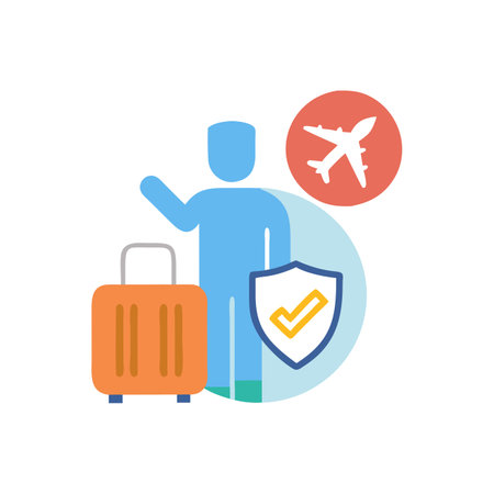 Travel insurance flat color icon. Vector illustration on white background for graphic and web design.のイラスト素材