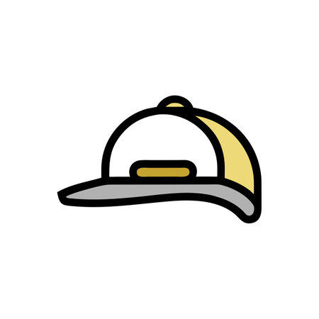 Baseball cap vector, Barbecue related filled design editable outline iconのイラスト素材