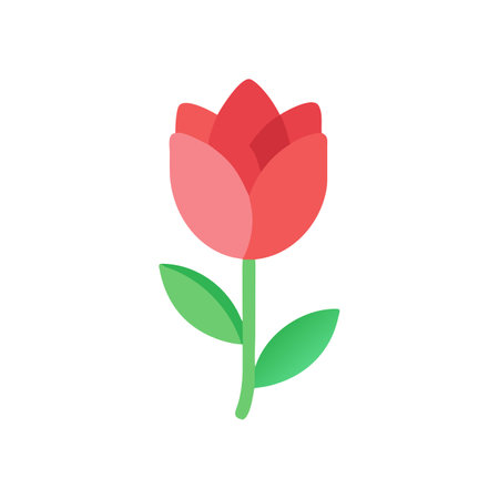 Tulip flower flat icon isolated on white background for web and mobile app designのイラスト素材