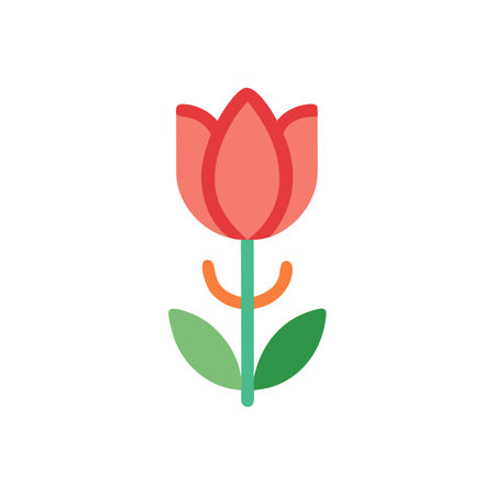 Tulip flower icon in flat color style. Floral decorationのイラスト素材
