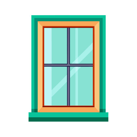 Green window icon. Flat illustration of green window vector icon for web designのイラスト素材