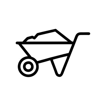 Wheelbarrow icon vector. A thin line sign. Isolated contour symbol illustrationのイラスト素材