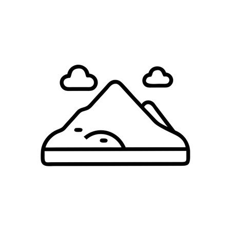 mountain icon vector. A thin line sign. Isolated contour symbol illustrationのイラスト素材
