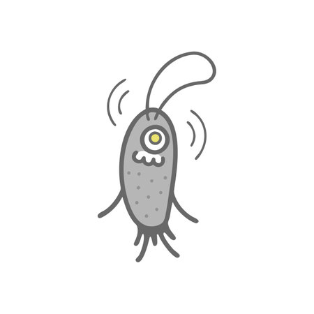 Cute cartoon microbe. Vector illustration isolated on white background.のイラスト素材