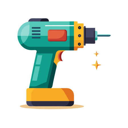 Cordless screwdriver icon. Flat color design. Vector illustrationのイラスト素材